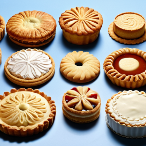 Home 4 Assorted cookies, cakes, pies, and tarts showcasing delicate shaping and precise measuring techniques, highlighting the differences between the ingredients of pastry and bakery.